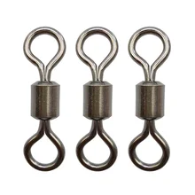 50 шт. Rolling рыболовный вертлюг с твердых серебряное кольцо Heavy Duty большой роликовых вертлюгов коннектор для лески Размеры 1/0 2/0 3/0 4/0 5/0 6/0