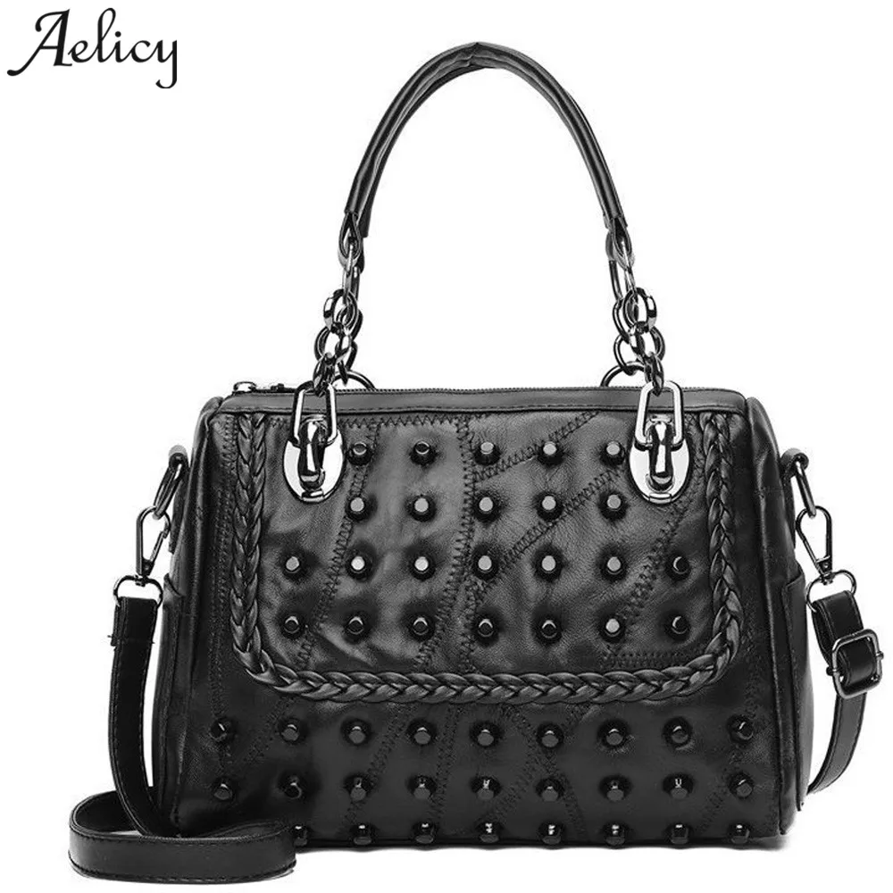

Aelicy Girl Shoulder Bag Casual Leather Rivet Ladies Handbag for women 2019 bolsa feminina drop ship 2019 hot torebki damskie