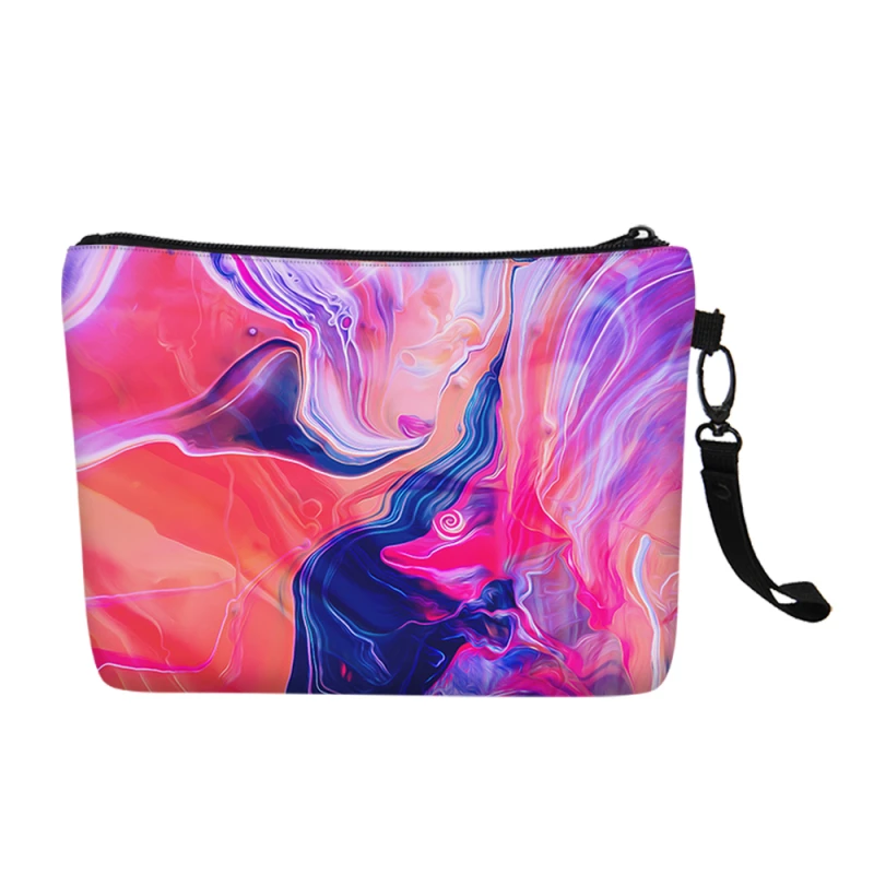 Makeup Bags Canvas Women Cosmetic Rainbow Color Luxury Portable Clutch