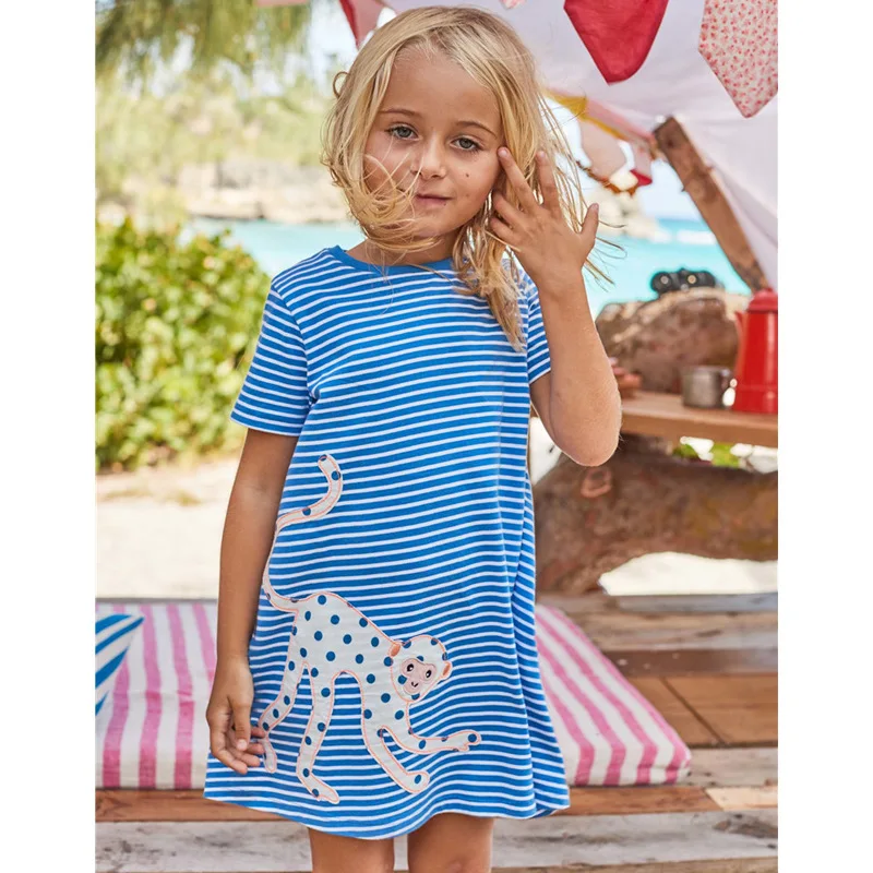 baby girl clothes dresses print summer striped animal monkey fashion