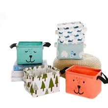 2PCs Waterproof Linen Office Storage Box Portable Pen Makeup Cosmetic Lipstick Sundries Basket Desktop Articles Organizer