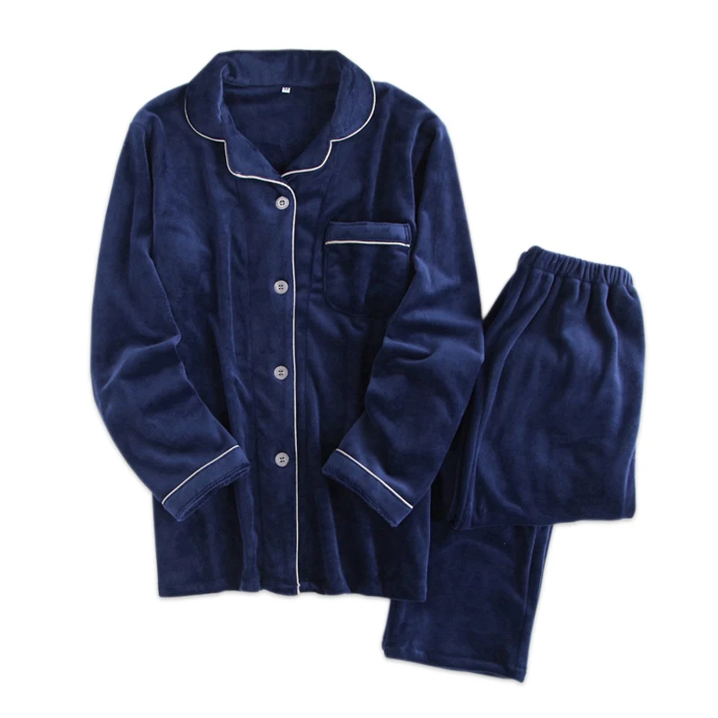 

Winter thicken velvet couple warm pajamas women and men flannel pure color elegance long-sleeve warmth couple pyjamas