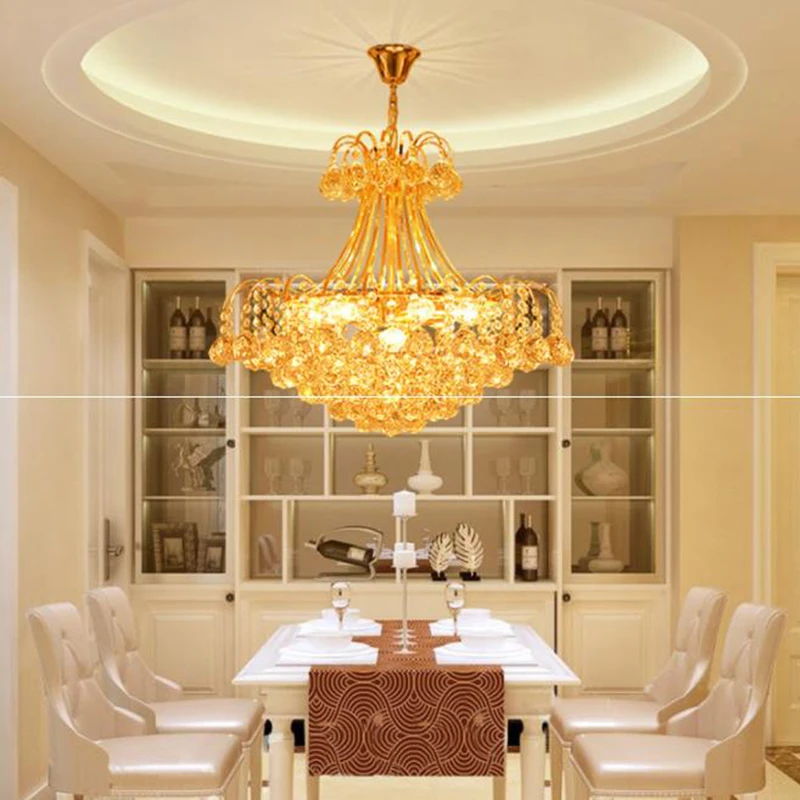 

Modern LED crystal Pendant Lights creative restaurant Iron hanging lights dinning room living room golden crystal Pendant lamps
