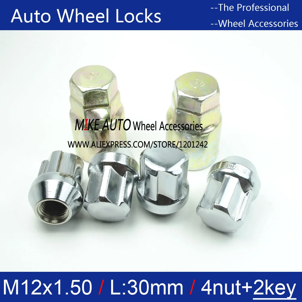 

4PCS/Set+2keys Anti-theft Nuts M12*1.5 Wheel Lock Nuts Silver Alloy Nuts for Buick,Chevrolet,Honda,Hyundai,KIA,Mitsubishi,Toyota