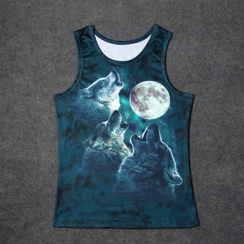 

Pack of Wolves howling at the full moon 3D Print Tank Tops Kids Mens Undershirt teen Cotton Tee Loose Unisex Garment