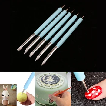 

5 pcs Double-headed Cake Modelling Ball Tools Silicone Cutter Set Fondant Decorating Mold Tools