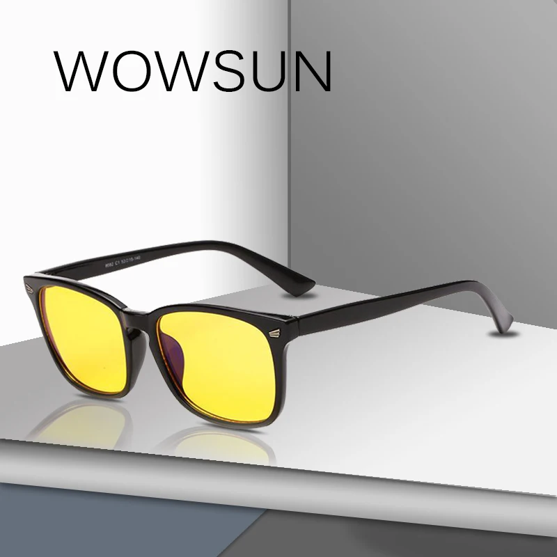 

WOWSUN New Square Men Women Anti-Blue Light Glasses Brand Rivets Anti-Computer Mobile Phone Blue Light Sunglasses UV400 A396