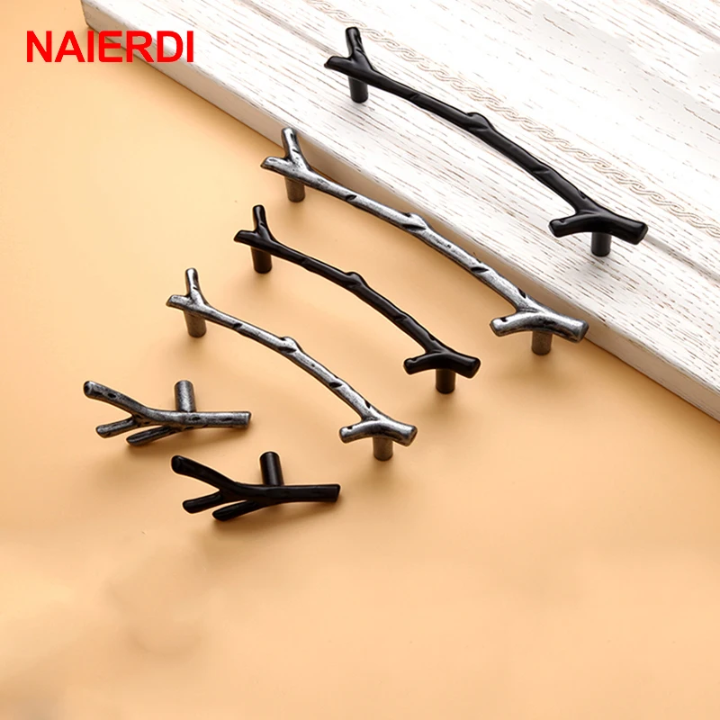 

NAIERDI Tree Branch Handles Cabinet Drawer Handle Knobs Black Bronze Kitchen Handle 96mm 128mm Door Pulls Furniture Hardware