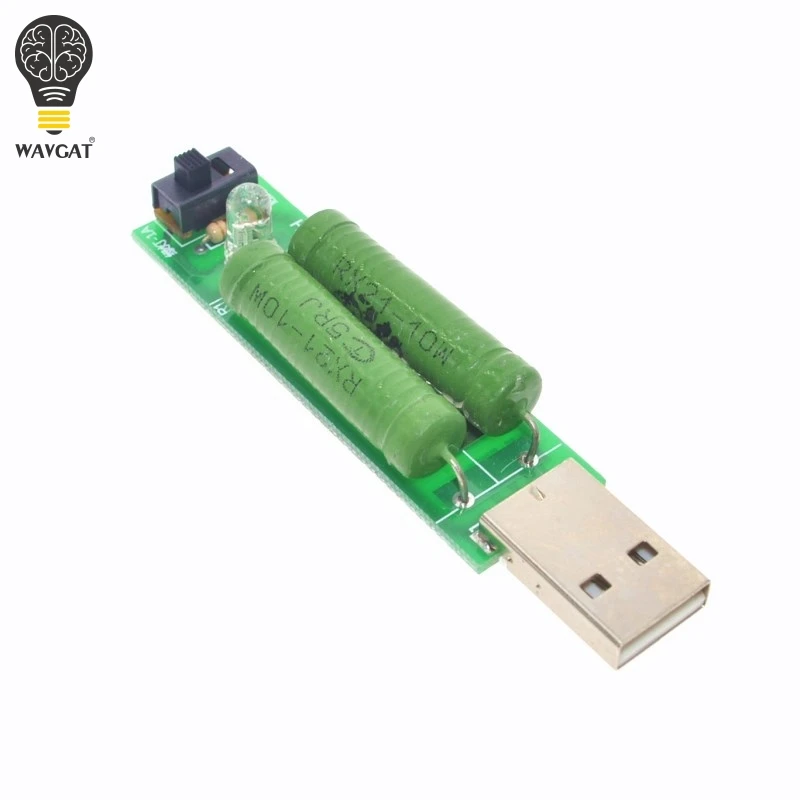 

WAVGAT USB Port Mini Discharge Load Resistor Digital Current Voltage Meter Tester 2A 1A With Switch 1A Green Led 2A Red Led