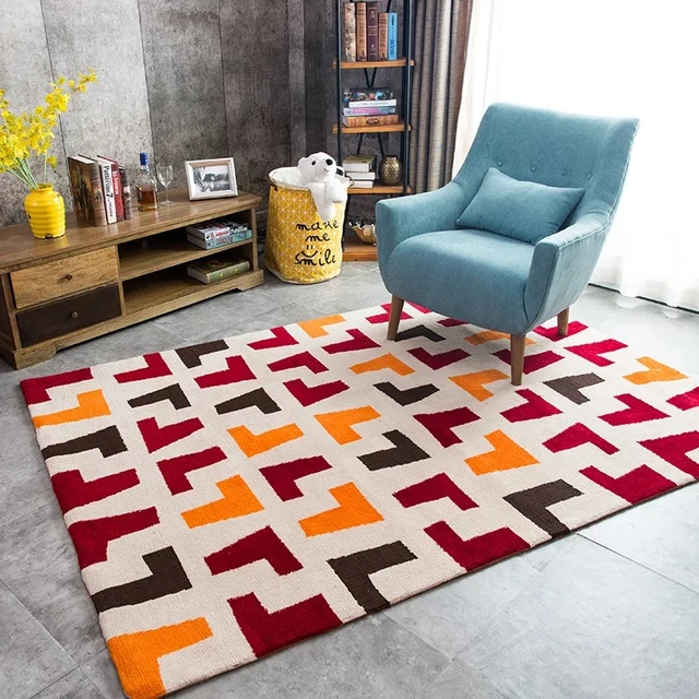 American style brown geometric living room carpet , large size ... American style brown geometric living room carpet , large size ...