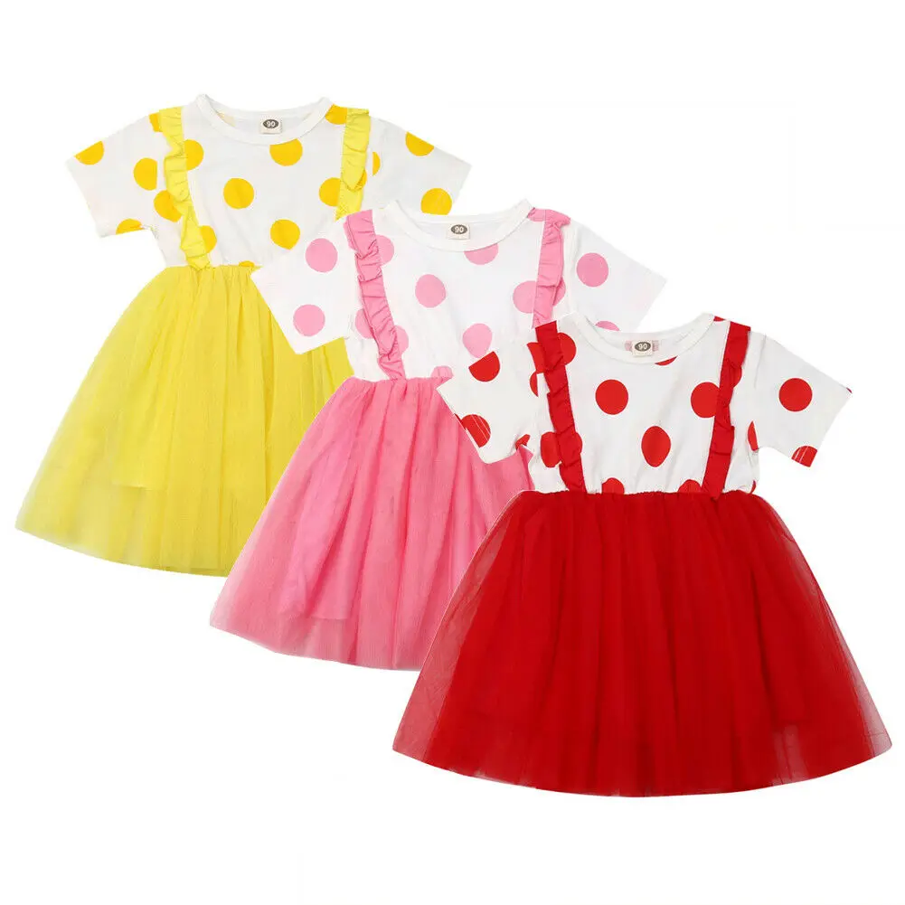 

IMCUTE Lovely Kids Dresses One-piece Short Sleeve Lace Tulle Party Sundress for Children Girls