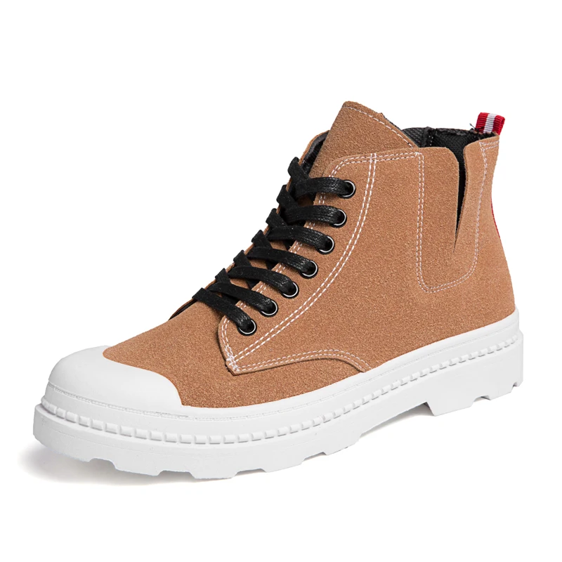 

2018 New Arrival Men Martin Boots Flock Round Toe Youth Trending Style Work Boots Spring Autumn Single Breath Shoes Hard Wearing