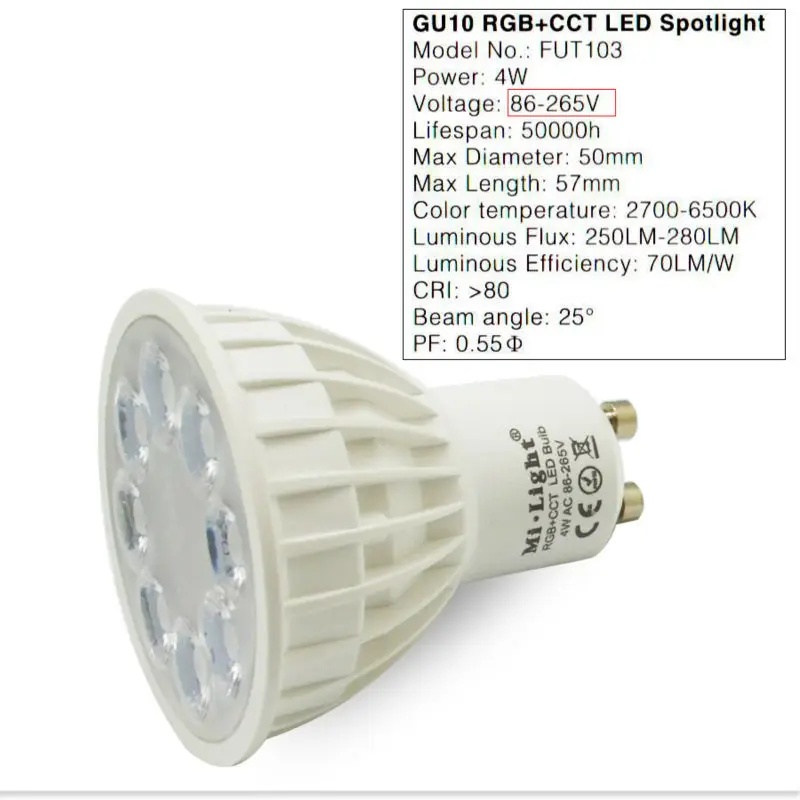 Ми свет 4 Вт GU10 RGB + CCT AC85-265V dimmable 2.4 г Беспроводной удаленного Ми светодиодные лампы светодиодные прожектор Smart LED лампы Освещение