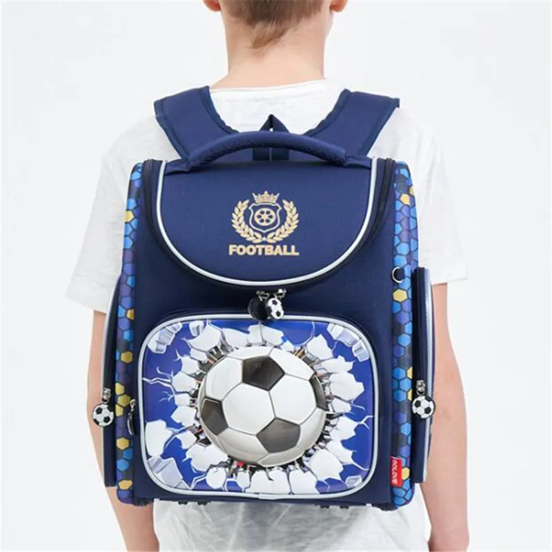 

2018 NEW teens Orthopedic Schoolbag Children's Backpack 3D cartoon nylon waterproof school Bags dark blue Boys car Book Bags