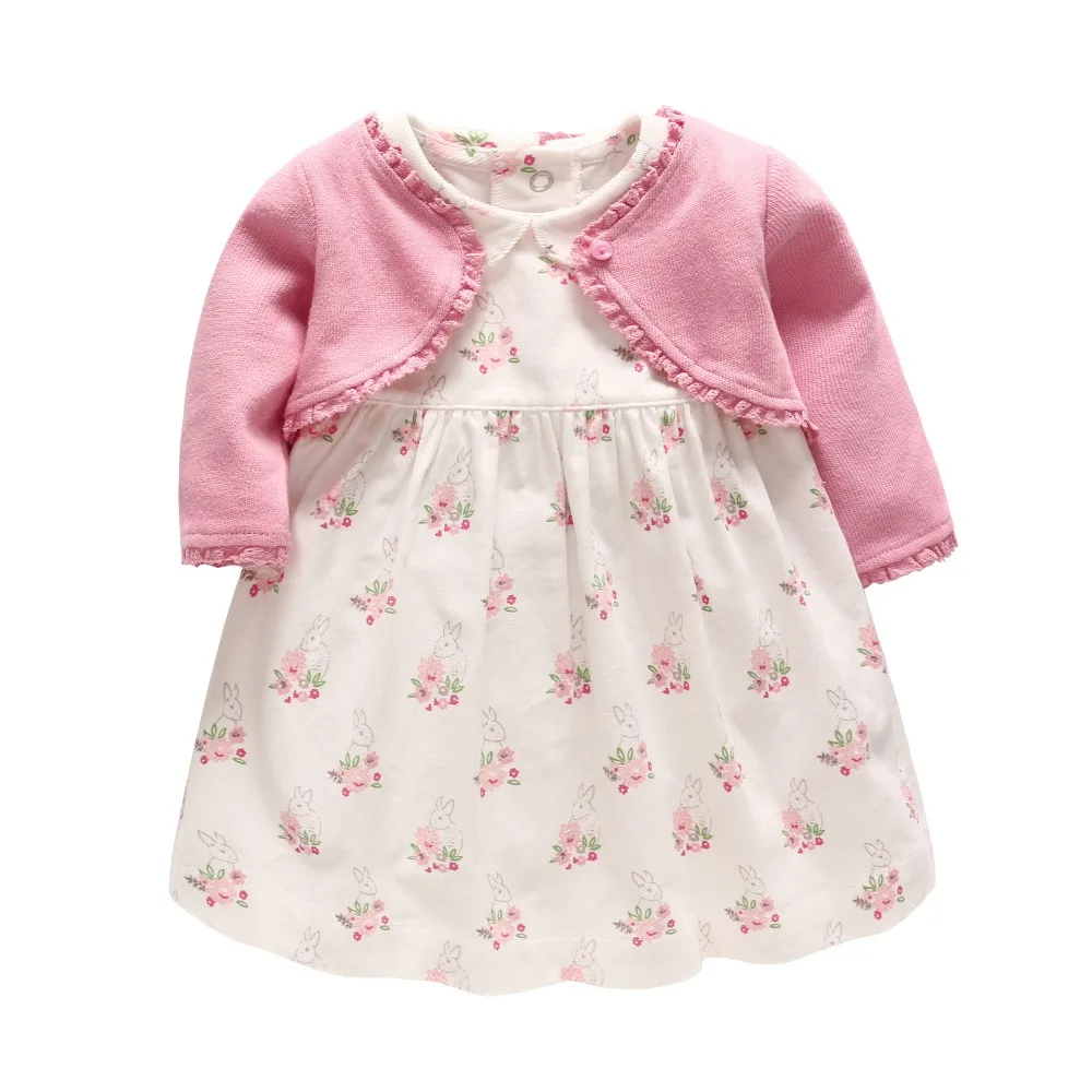 

Baby Girl Clothing Set Girls Autumn Knitted Long Sleeve Coat +Cordury Flower Dress Set Newborn Clothes Baby 1st Birthday Outfit
