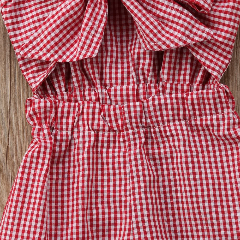 Комбинезон Emmababy комбинезон в красную клетку для маленьких девочек брюки