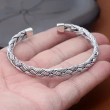 S925 Стерлинговое Серебряные ювелирные изделия Модные солнцезащитные очки в стиле ретро с тайское серебро Для мужчин и Для женщин подготовлены безопасный рисунок удачи открытые браслет