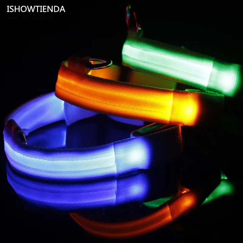 

ISHOWTIENDA Hot Adjustable Safety Pets Dog LED Flashing Night Light Nylon Hanging Collar USB Charging Collar De Perro Luminoso