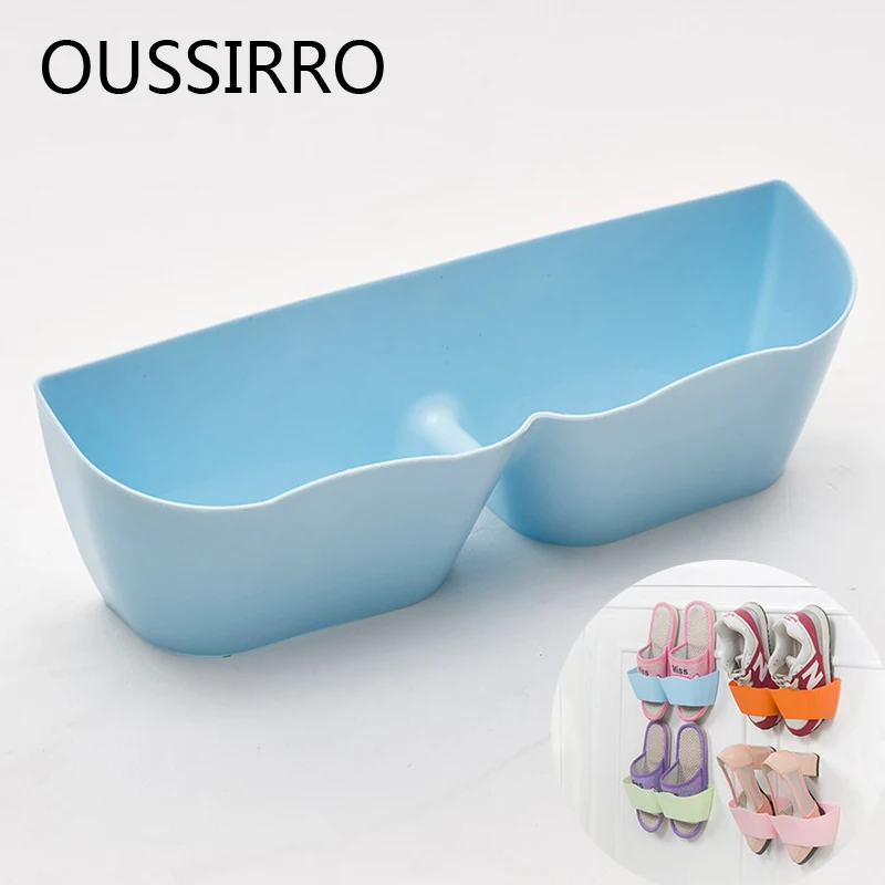 

Bathroom Wall-mounted Shoe Storage Rack Wave Shape Single Holder Rack For Shoes Punch-free Adhesive Plastic Home Accessories