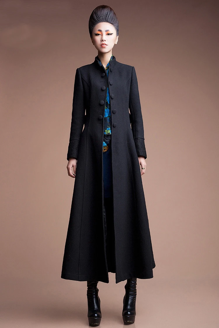 Около 128 см длинное толстое теплое шерстяное пальто женское зимнее утепленное длинное кашемировое шерстяное пальто с поясом wq2298