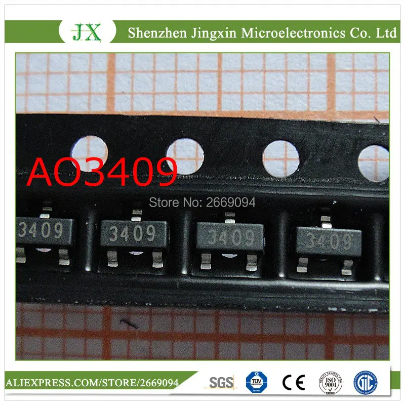 

Free shipping 100pcs/lot AO3409 3409 MOSFET P-CH 30V 2.6A SOT23 IC best quality.