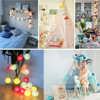 

3Meters 20 Cotton Ball String Lights Fairy Hanging Wedding Bedroom Living Room 2019 New Arrival Hot Sale*20