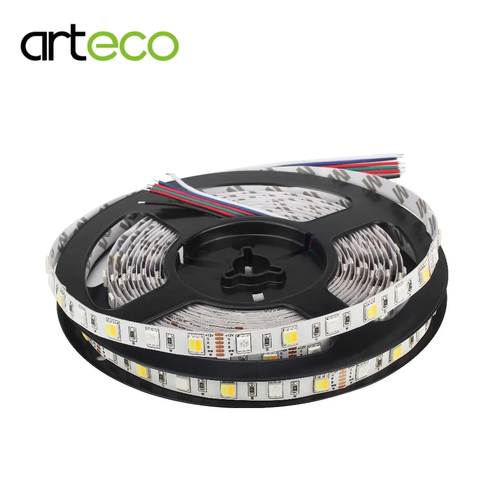 #cheap DC12V led strip light 5 in 1 RGB 5050 LED Strip 5M roll IP20 No Waterproof 300LEDs LED Flexible strip Light RGB+White+Warm White