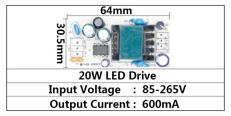 Светодиодный драйвер 20 Вт 30 Вт 50 Вт Высокая мощность фактор Питания постоянный ток автоматический контроль напряжения Трансформаторы освещения