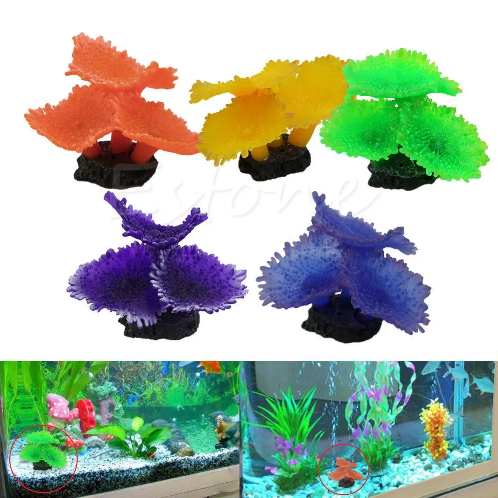 

Artificial Fake Soft Disc Coral Plant Ornament Decoration For Aquarium Fish Tank