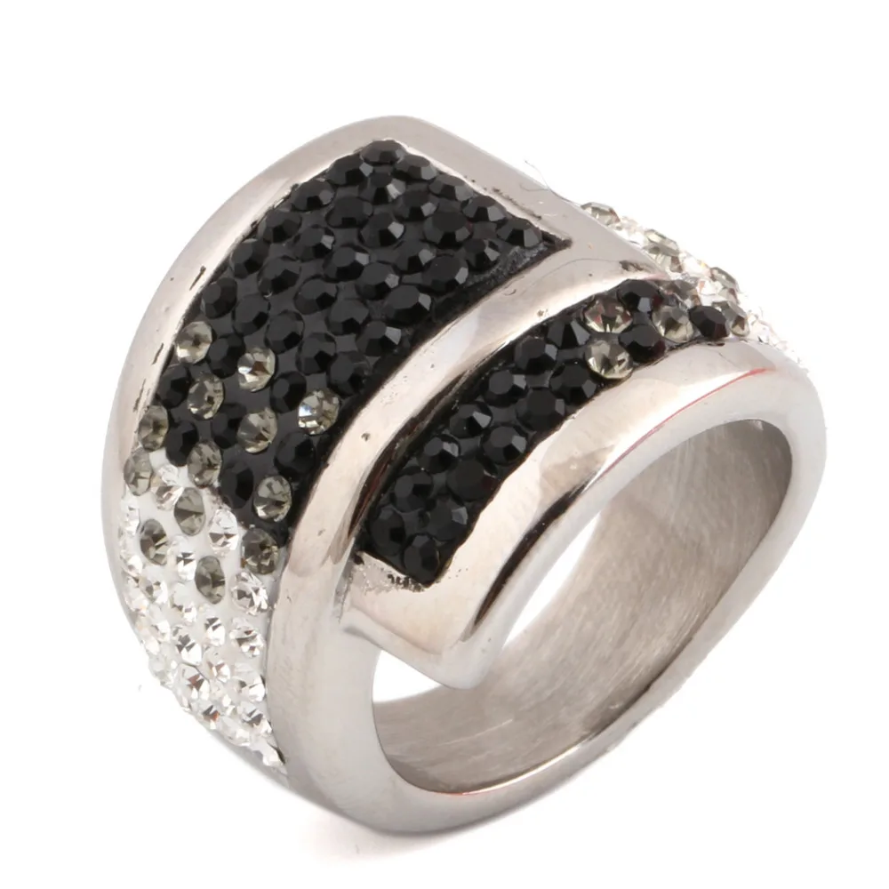 316L Stainless steel Gradual change Crystal Jewelry Wedding Rings for women