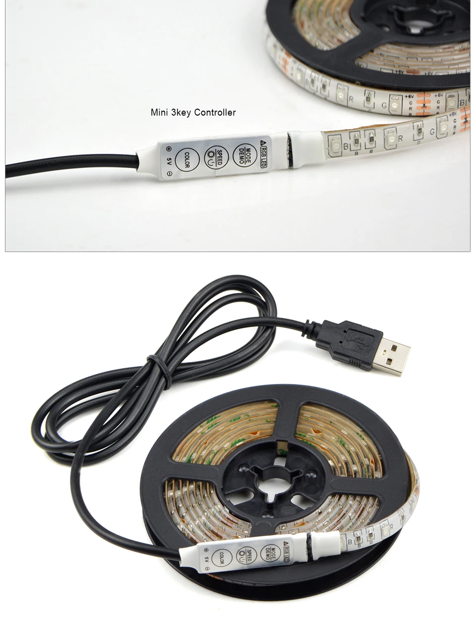 5V USB силовой светодиодный светильник RGB/белый/теплый белый 2835 3528 SMD HD ТВ Настольный ПК экран подсветка и косой светильник ing 1 м 2 м 3 м 4 м