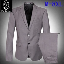 Высокое качество костюм куртки наборы мужские формальные тучные синий jakcet очень большой дополнительный комплект супер большие размеры M L XL XXL XXXL-8xl