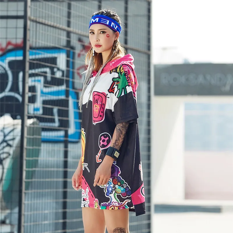 Длинные футболки JUST.BE.NEVER harajuku графические с граффити Розовая пантера хиппи время