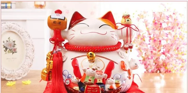 Японский стиль большой негабаритный орнамент Lucky Cat керамическая копилка открытие подарок магазин Декор