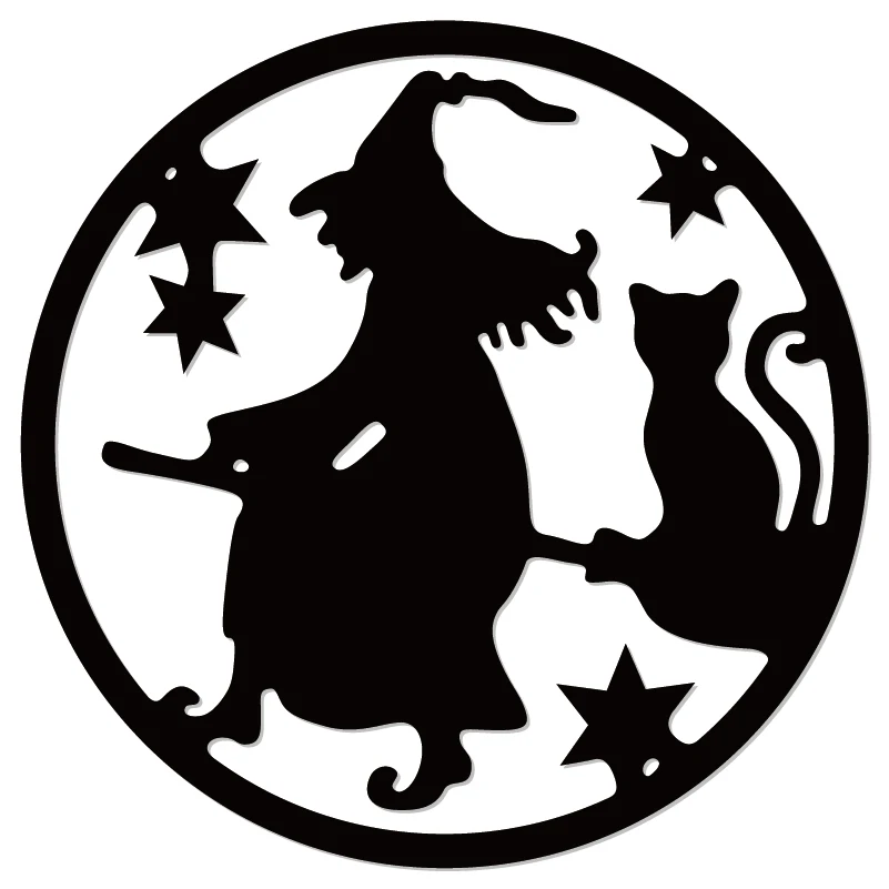 

Estel Crafts Embossing Cutting Dies Witch Cat Stars Circle Metal Steel Knife Mold Stencil For DIY Scrapbooking Paper/photo Cards
