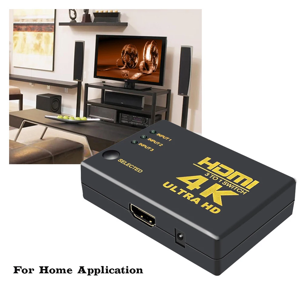 Perlinta HDMI коммутатор 4 K HDMI сплиттер, 3/5 входных устройств в 1 монитор конвертер адаптер 2 K для ноутбука/ПК/ТВ коробка к Porjector