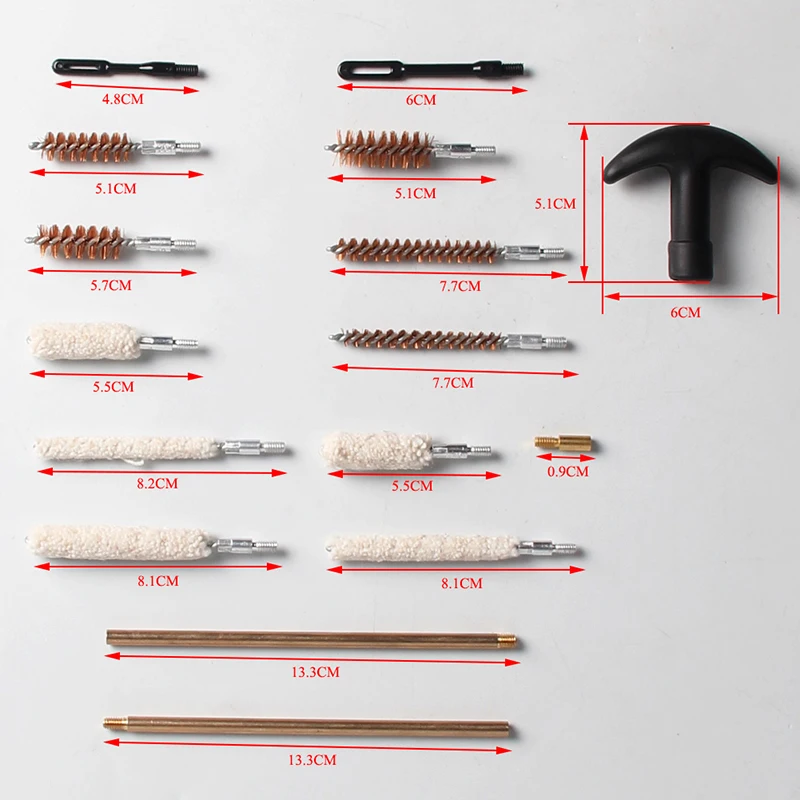 16 шт. охотничьи ножи набор чистящих средств для ухода за пистолет инструмент с компактный чехол для страйкбола Handguan. 22 357 9 мм, 38, 40, 45 баррель кисти инструменты 37-0065