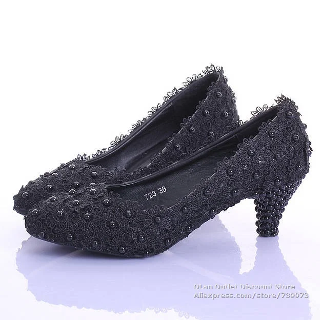 Celebrity Shoes Black Evening Low Heels Lace Chunky Elegant Celebrity Shoes Black Evening Low Heels Lace Chunky Elegant Party Heel Wedding Bridesmaid Prom Ql Sjw239 In Women S Pumps From