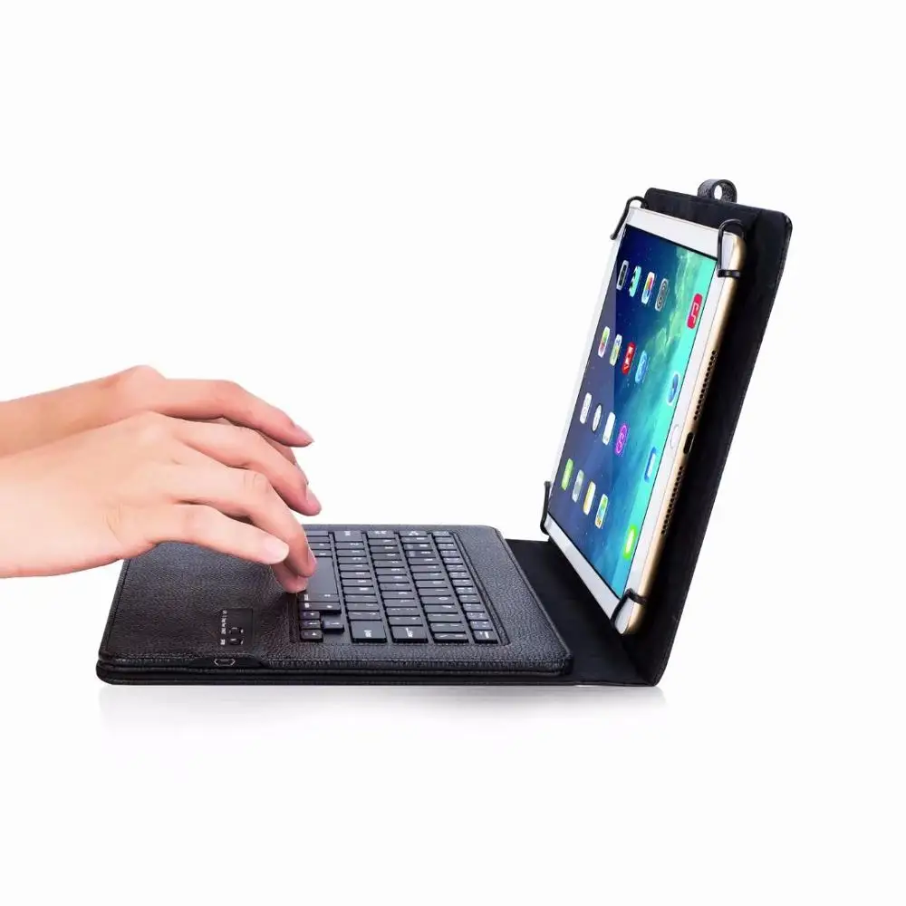 

Universal 9-10 inch Wireless Bluetooth Keyboard Leather Case for Samsung Huawei Xiaomi Lenovo Android System Tablet Black