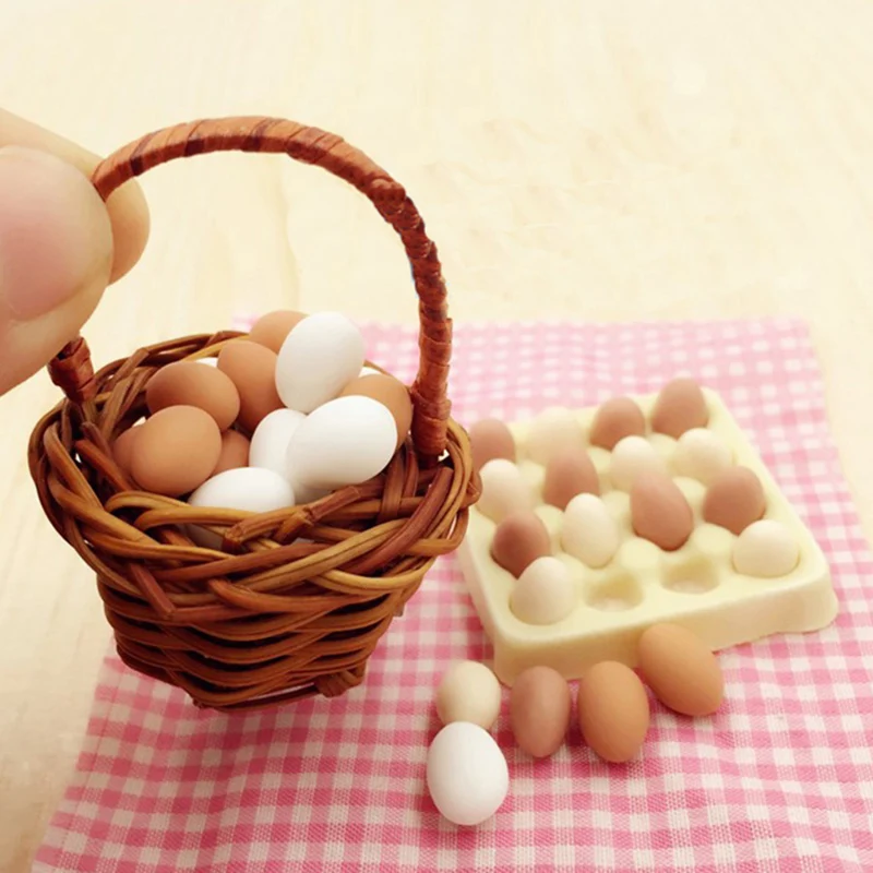 1:12 Scale Dollhouse Miniature Accessories Kitchen Food Mini Egg with Egg  Trays for Doll House Cooking Game food