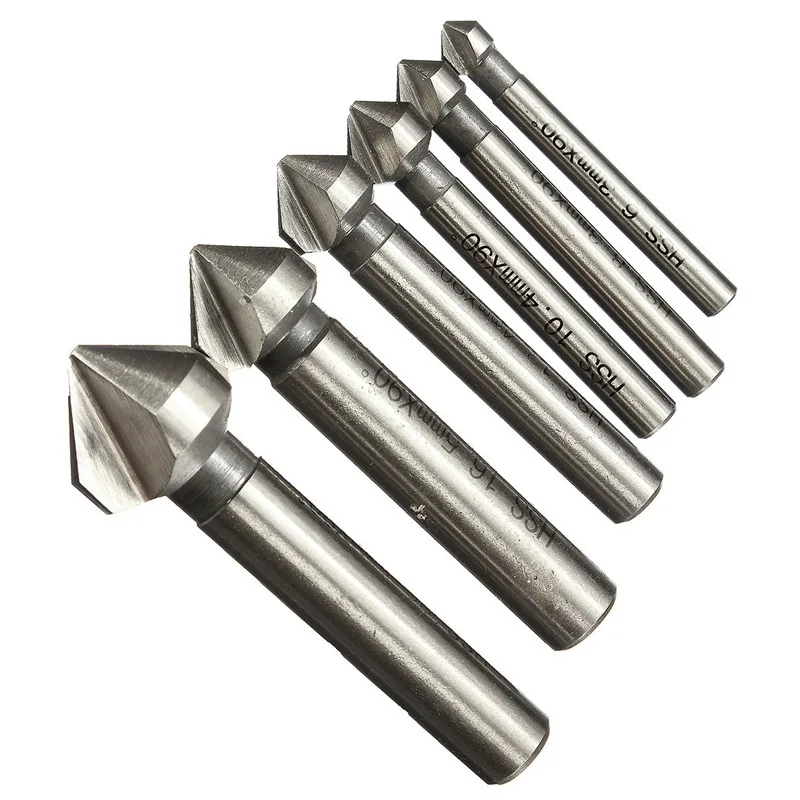 6 шт. фрезы из быстрорежущей стали с 3 канавками 20 5 мм|countersink drill bit set|drill setchamfer cutter |
