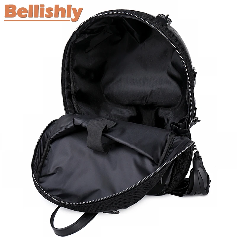 Bellishly Sac Мужской Черный Рок Mochilas женский 3D крутой Череп Рюкзак мужской скелет
