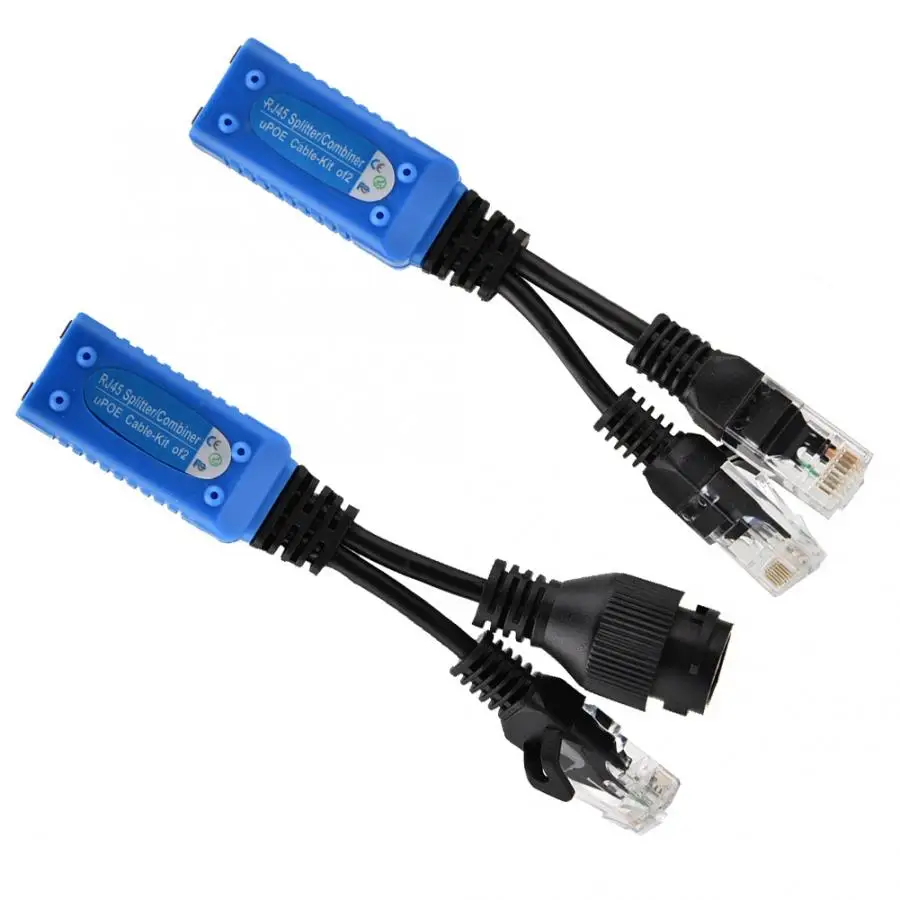 

Power Over Ethernet Separator 1 Network Cable + 2 Splitter Kit Cable New