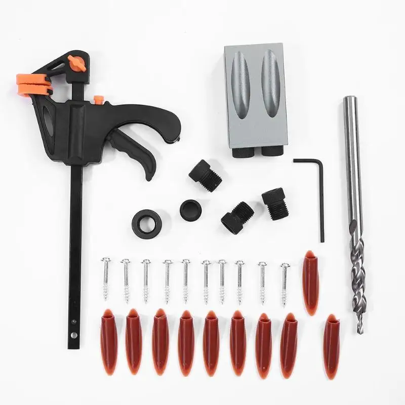 

Woodworking Pocket Hole Jig Kit 31pcs M6-M8-M10 Pocket Hole Jig Kit Drill Bit Drilling Woodworking Tool For DIY Carpentry Tools