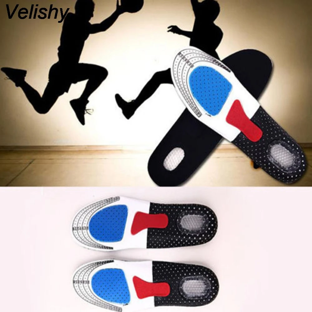 Velishy Hot Selling Unisex Orthotic Arch Support Shoe Pad Sport Running Gel Insoles Insert Cushion for Men Women Free Size