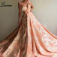 Lo más nuevo bordado Vintage celebridad Vestidos 2019 A-Line cuello en V sin mangas noche fiesta Vestidos flores alfombra roja