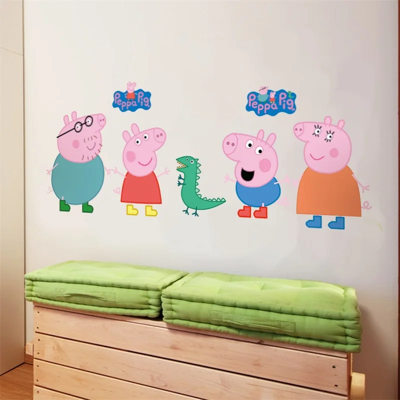 Wall Sticker Lovely Cartoon Peppa Pig Wall Paper Kids Room Nursery