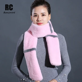 

[Rancyword] Russian Plus Size100% natural Rabbit Fur scarves Long Real Fur Scarves Female 2018 Winter Scarf For Women RC1365
