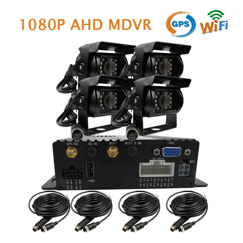 

Free Shipping 4CH GPS WIFI 1080P AHD SD Car DVR MDVR Video Recorder Realtime View via PC Phone Side / Rear View Duty Car Camera