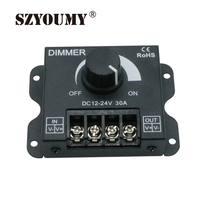 SZYOUMY LED Dimmer DC 12V 24V 30A Adjustable Brightness Lamp Bulb Strip